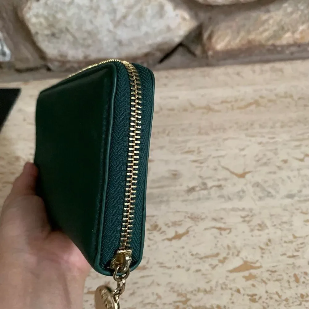 DKNY continental wallet zip around green
